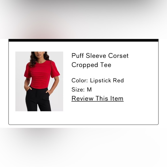 Express Puff Sleeve Corset Cropped Tee - Picture 2 of 6